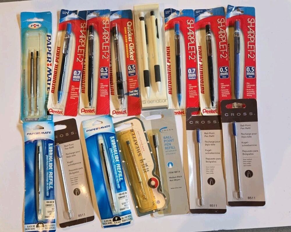 Vintage Pentel Sharplet-2 Pencil Paper Mate Lubriglide Refill Cross Lot NOS